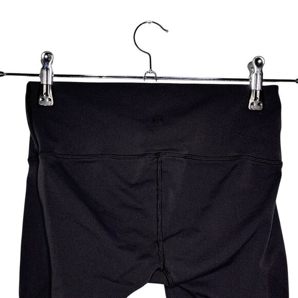 Lululemon Capri Leggings Mesh Cutout Side Accents Black Size 2 - Picture 3 of 6
